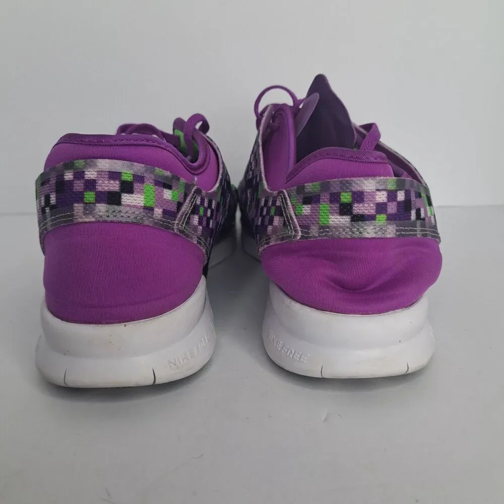 Nike Free 5.0 Purple Pixel Print Running Shoes Sneakers Womens Size 10 42